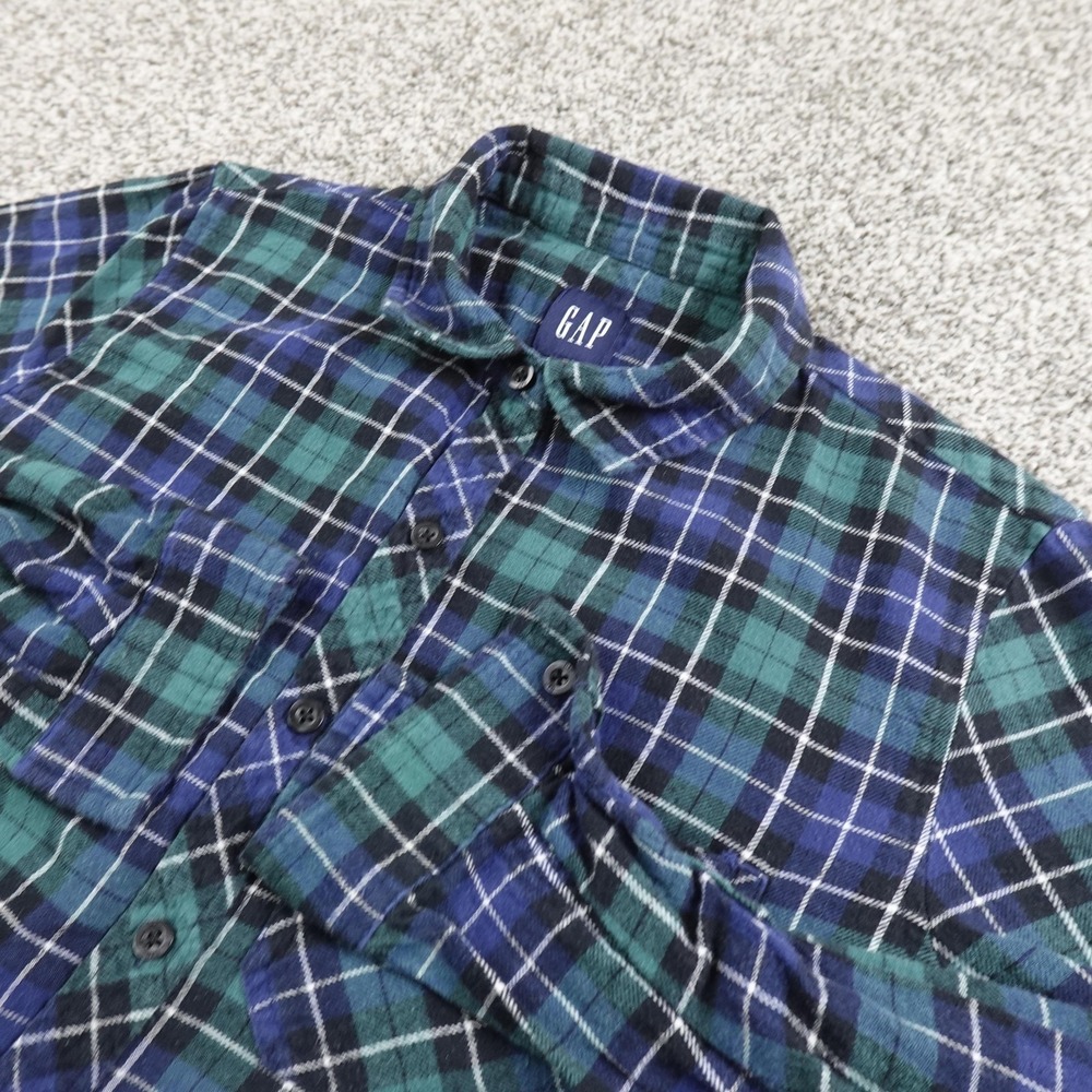 Gap Shirt Mens S Blue Green Blackwatch Tartan Plaid Flannel Button‎ Up Outdoor